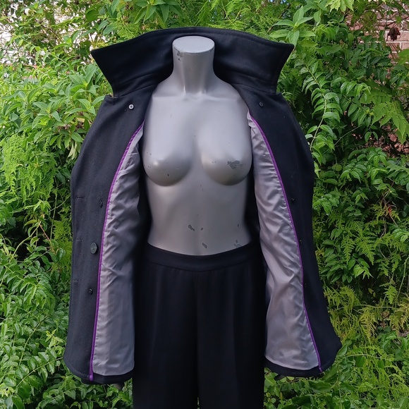 CALVIN KLEIN (USA) LADIES BLACK DOUBLE-BREASTED WOOL BLEND LUXURY PEACOAT - Picture 14 of 17